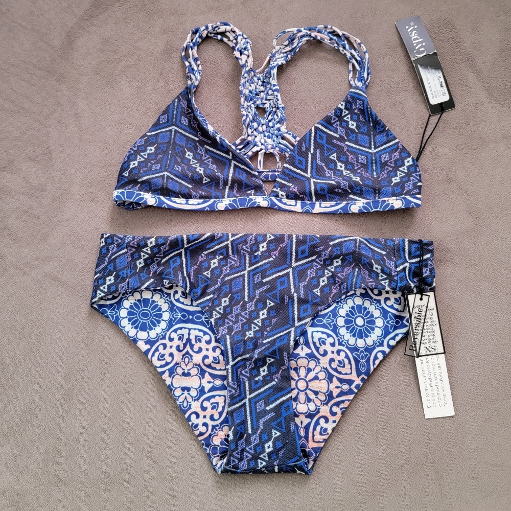 Anthropologie Gypsy 05 Sand Nautilus Pacific Reversible Bikini Size XS